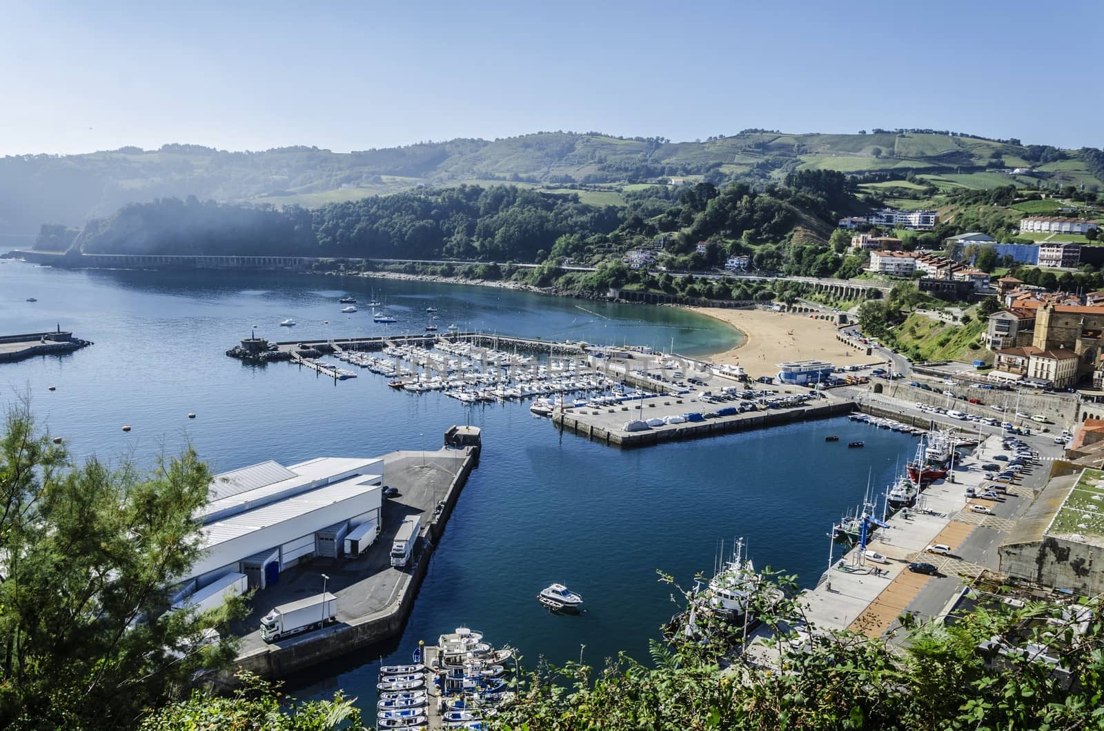 View at the docks of Getaria city in Spain.