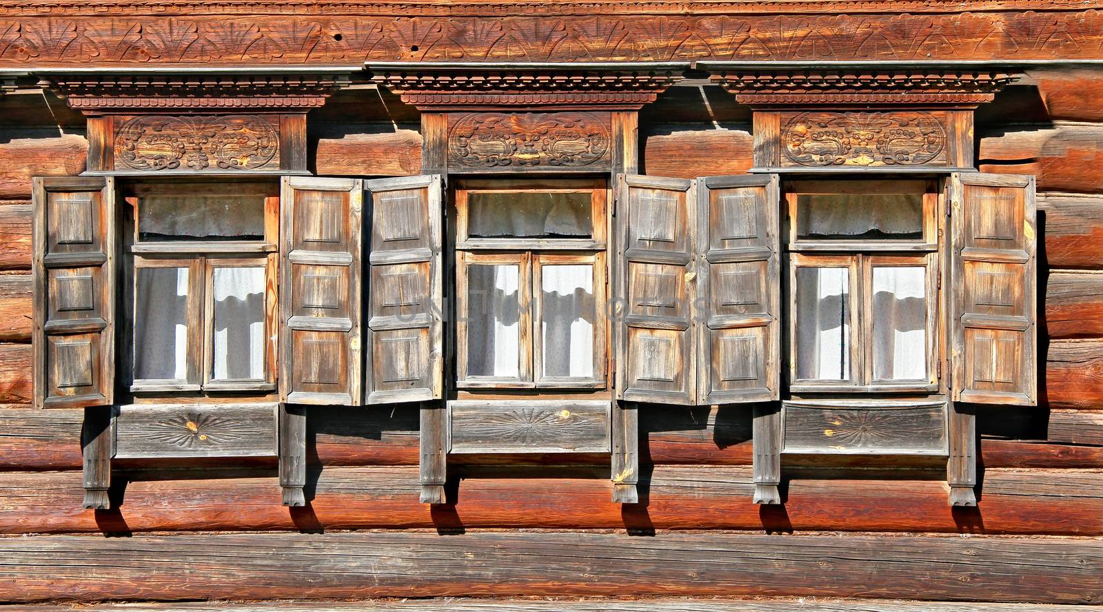 Three wooden windows