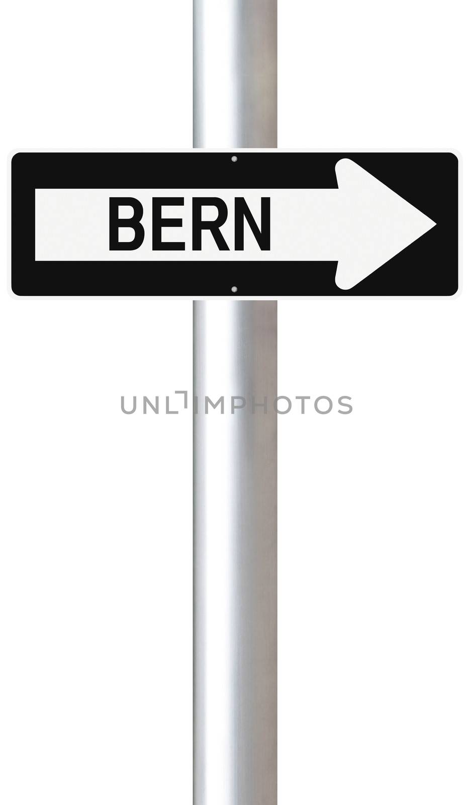 A modified one way sign indicating Bern (Switzerland)