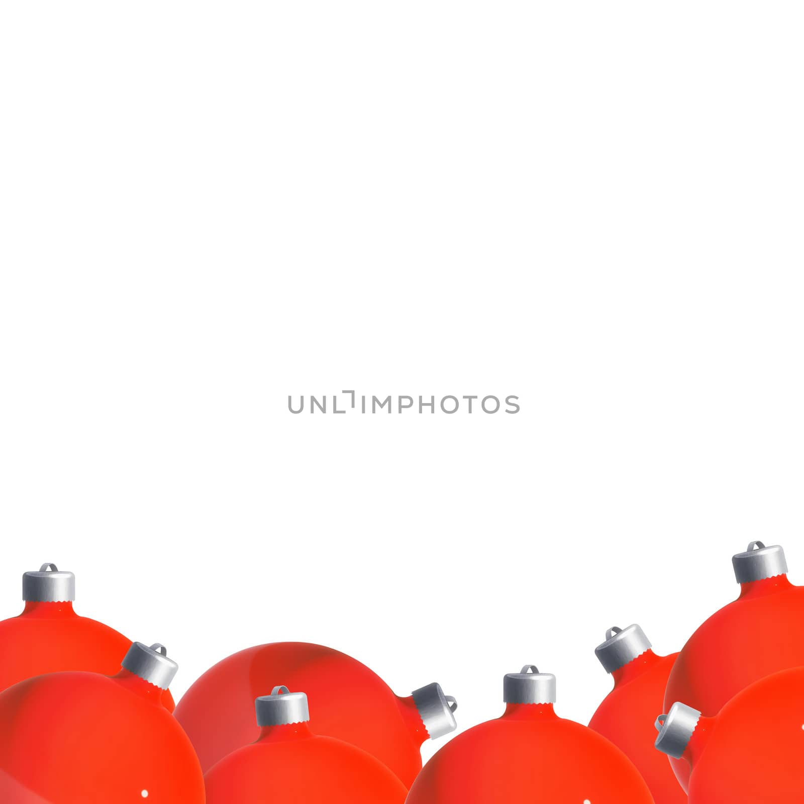 New Year's or Christmas card - Red Decoration Balls on white background