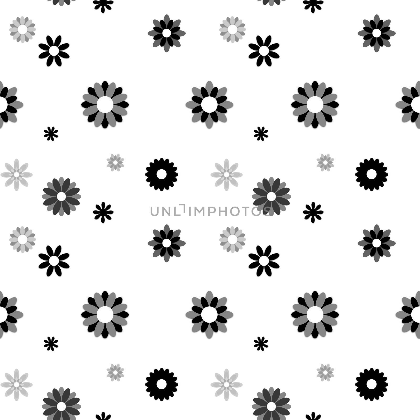 Illustration of monochrome flowers seamless background