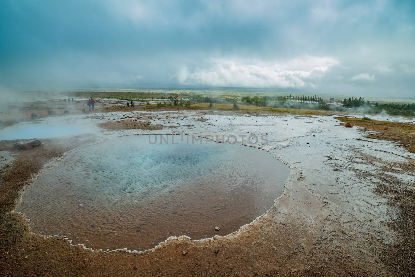 Geothermal activity with hot springs landscape, Iceland