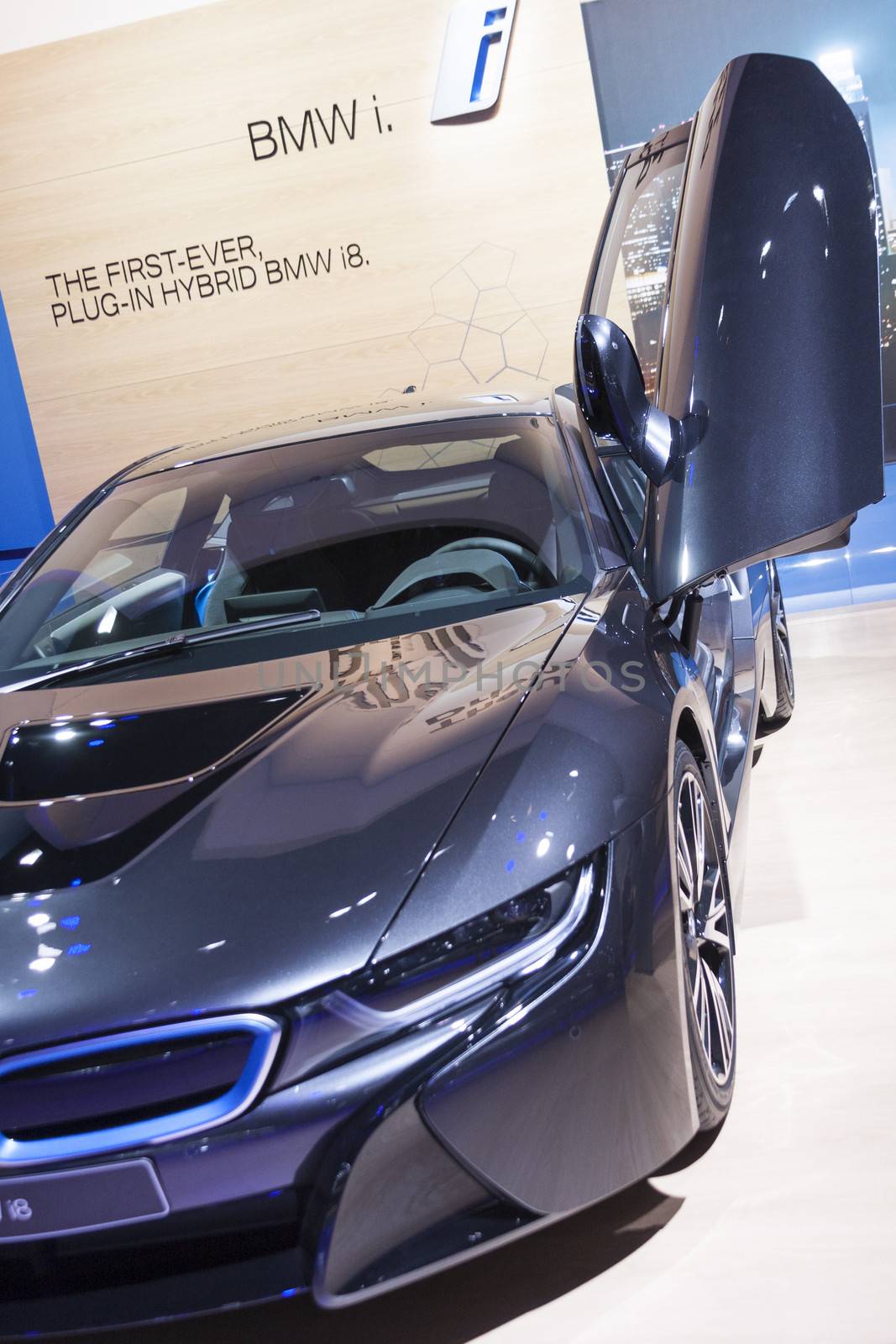 DETROIT - JANUARY 26 :The new 2015 BMW i8 Hybrid at The North Am by snokid