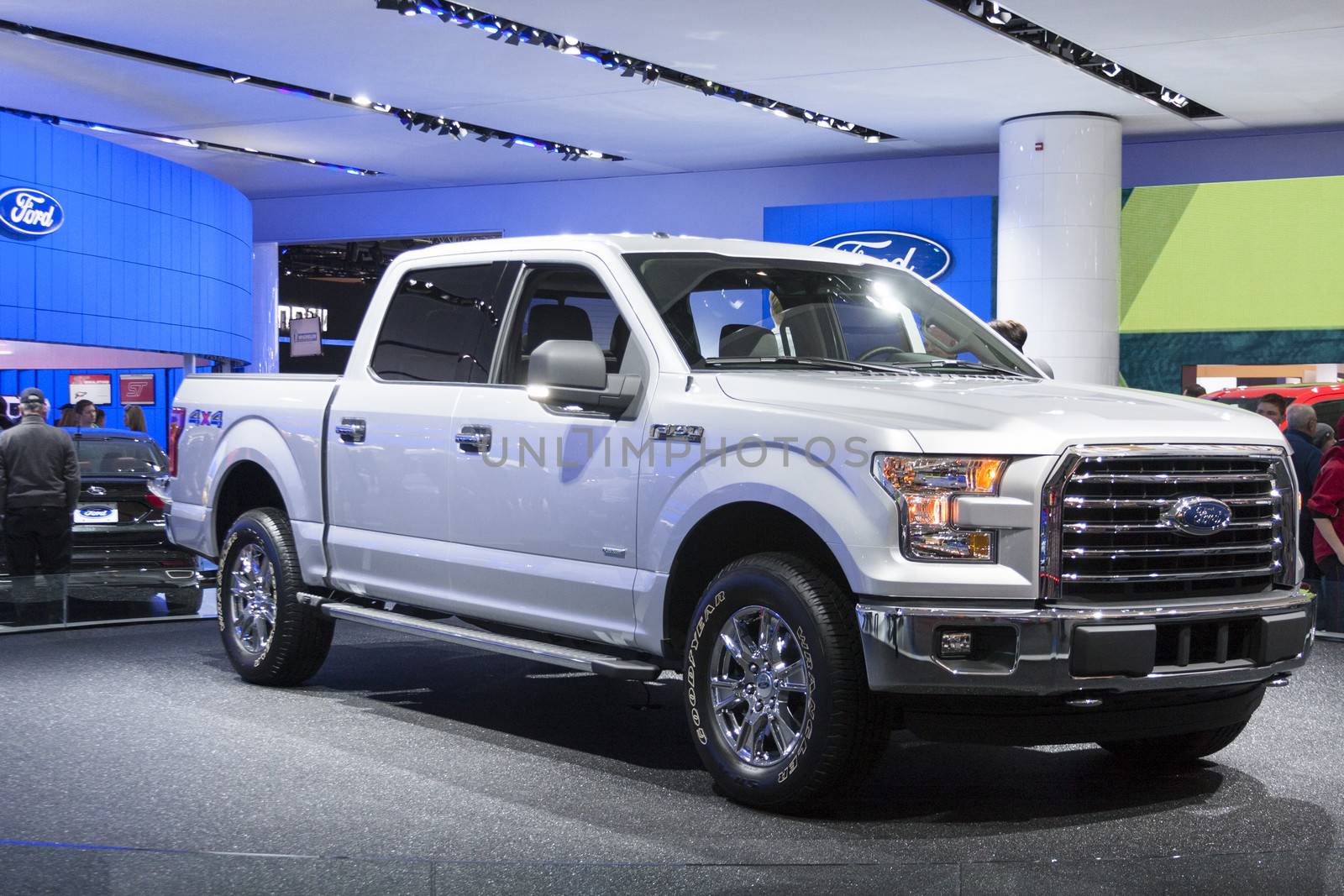 DETROIT - JANUARY 26 :The new 2015 Ford f150 pickup truck at The North American International Auto Show January 26, 2014 in Detroit, Michigan.