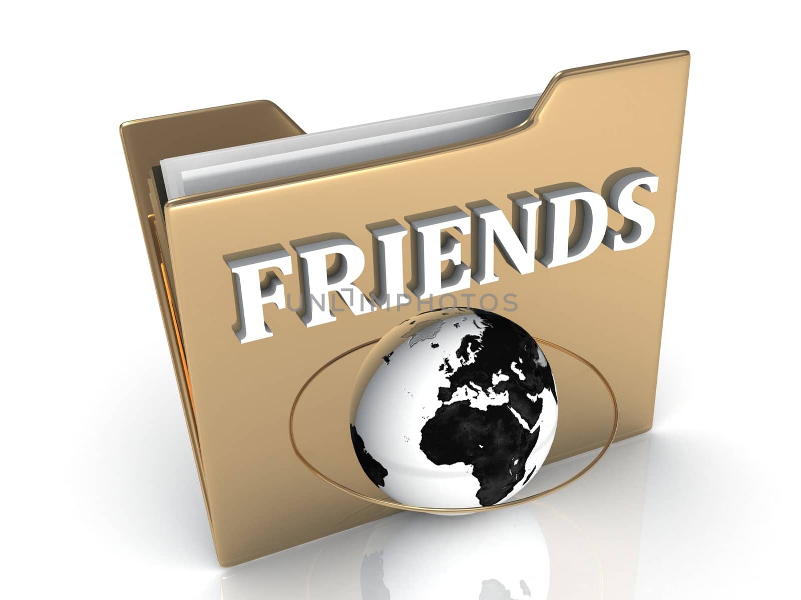 FRIENDS bright white letters on a golden folder by GreenMost