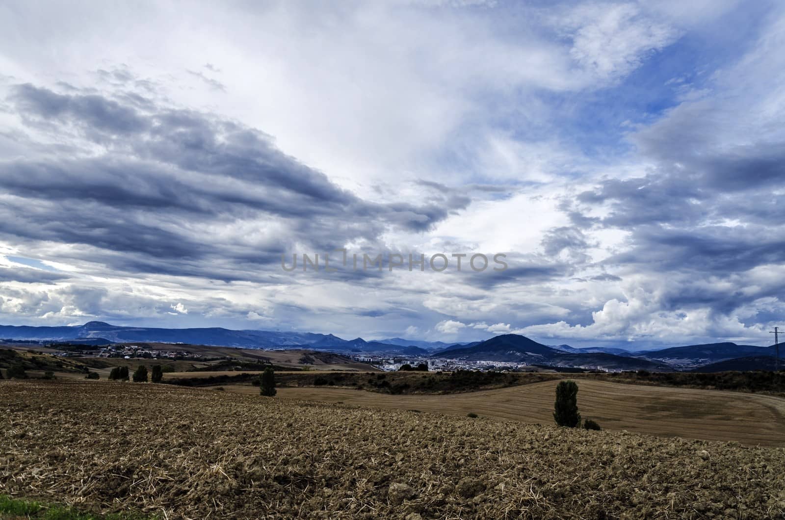 Looking at the Navarra's fields in Spain. With incredible sky and colors.