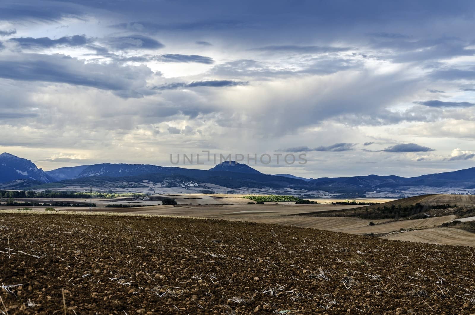 Looking at the Navarra's fields in Spain. With incredible sky and colors.