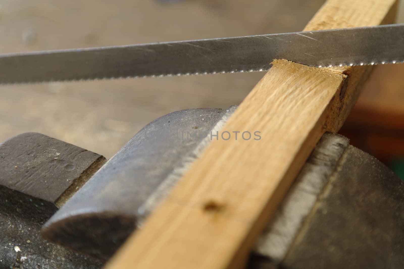 cutting wooden slat