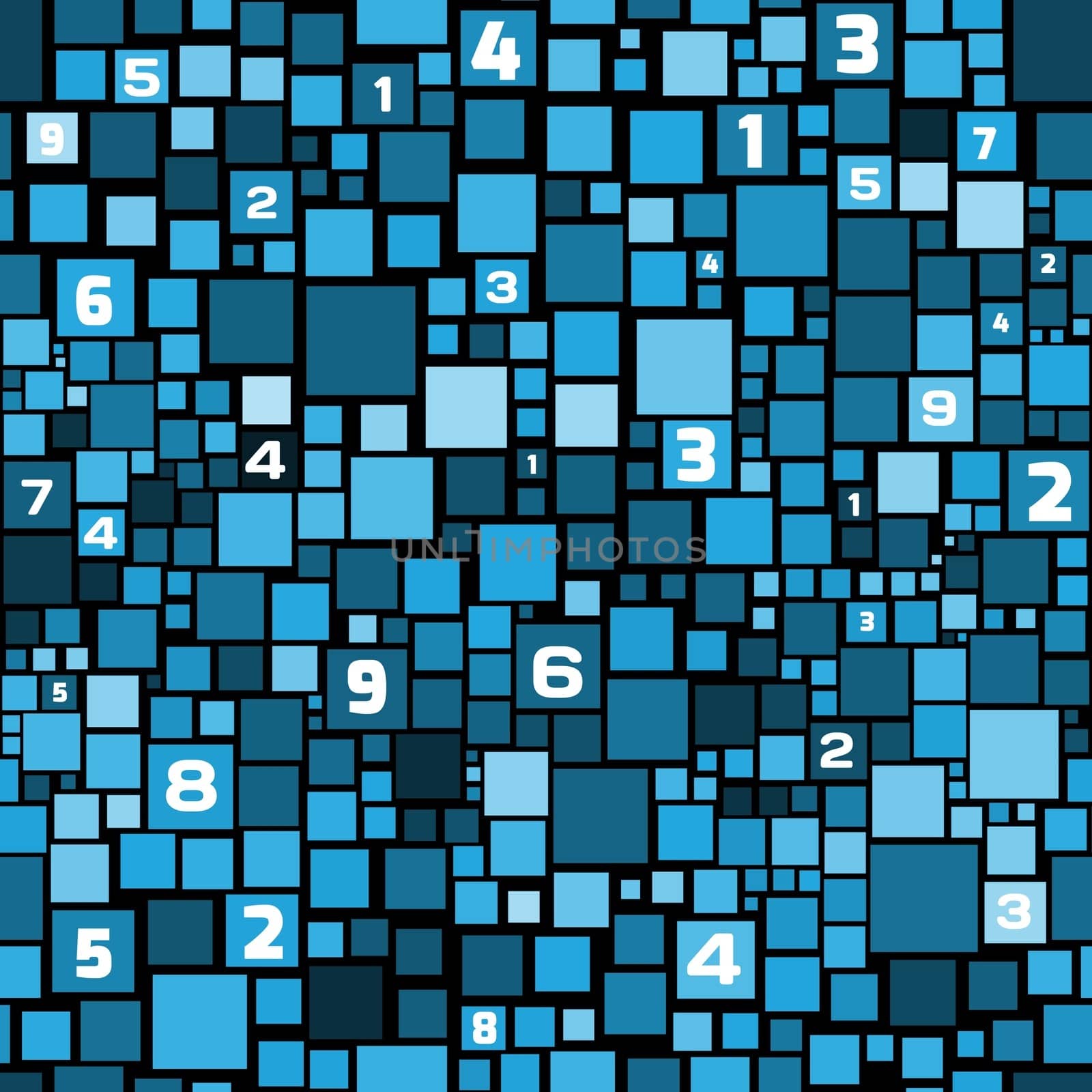 seamless background of blue squares containing white numbers