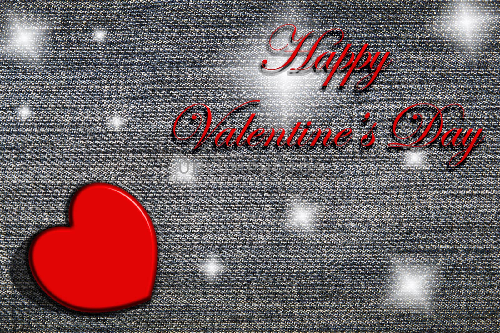 Happy Valentine's day, a holiday card on a jeans background.