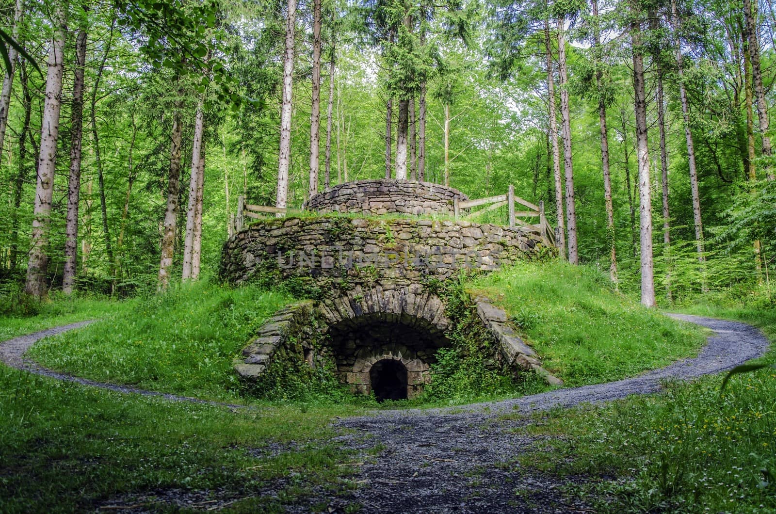 Dome in the forest, with ancient architecture and beautiful environment.