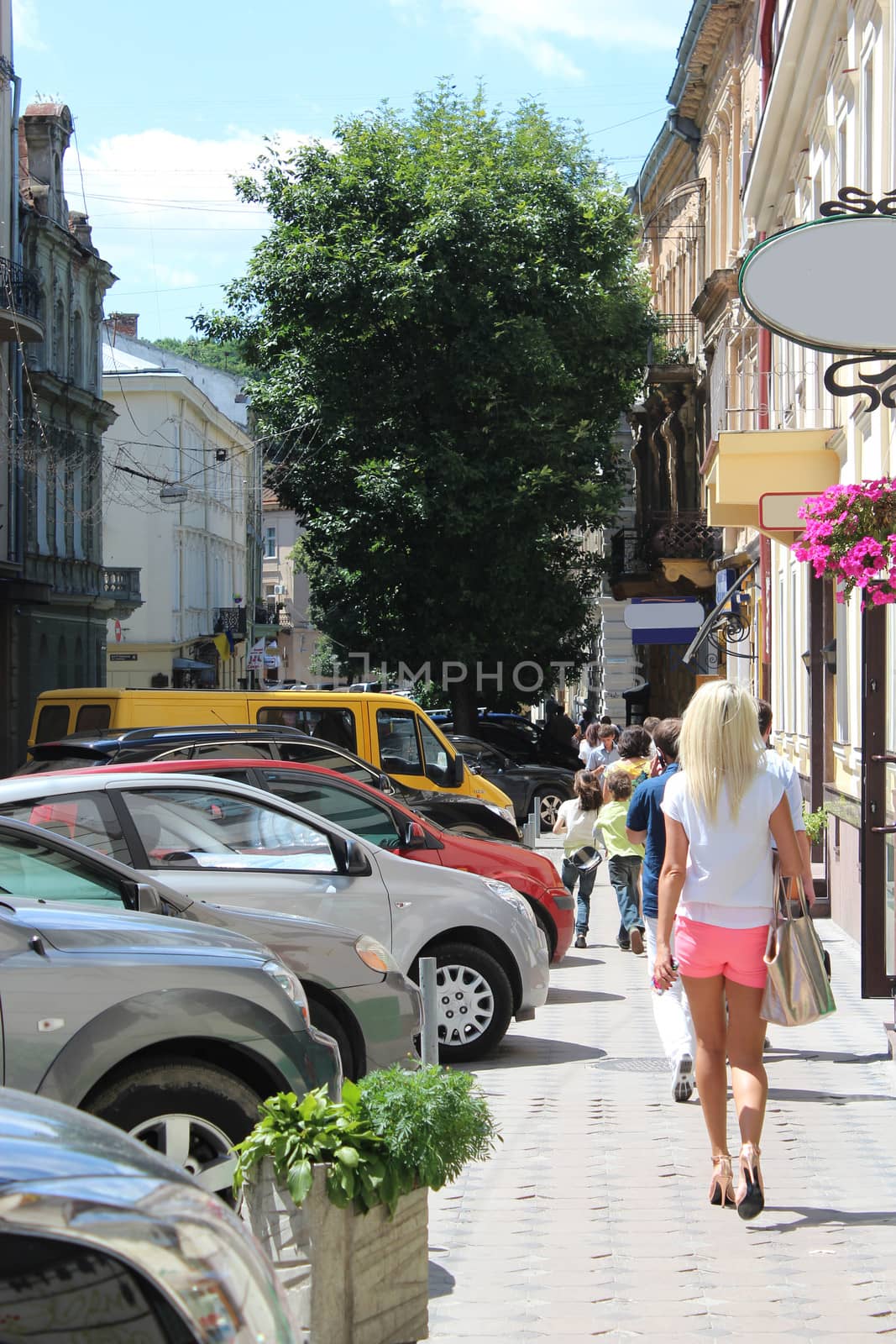 street in Lvov with parked cars by alexmak