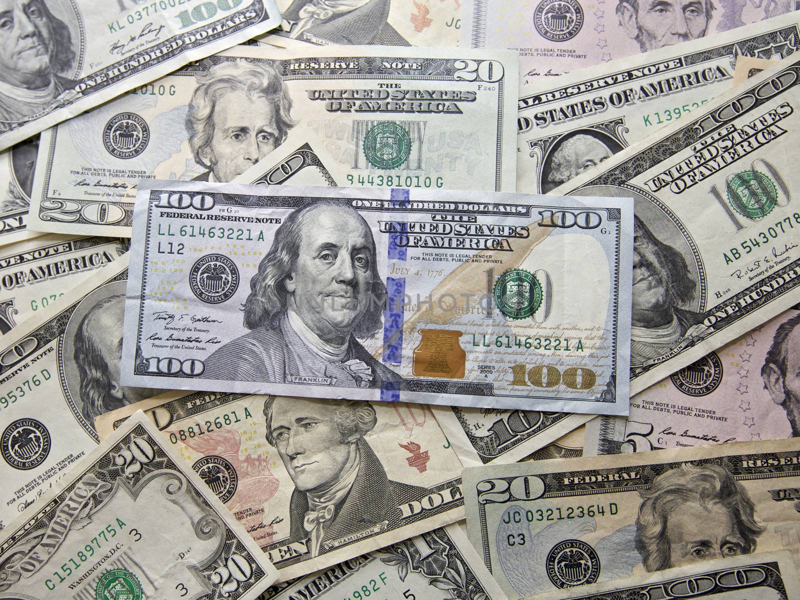 American Greenback Dollar Notes with various bank notes