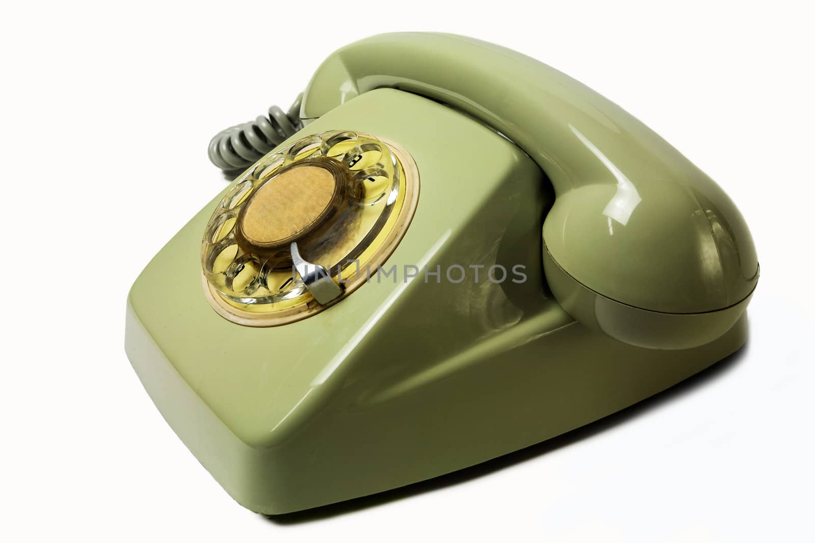 Vintage telephone receiver isolated on white background 