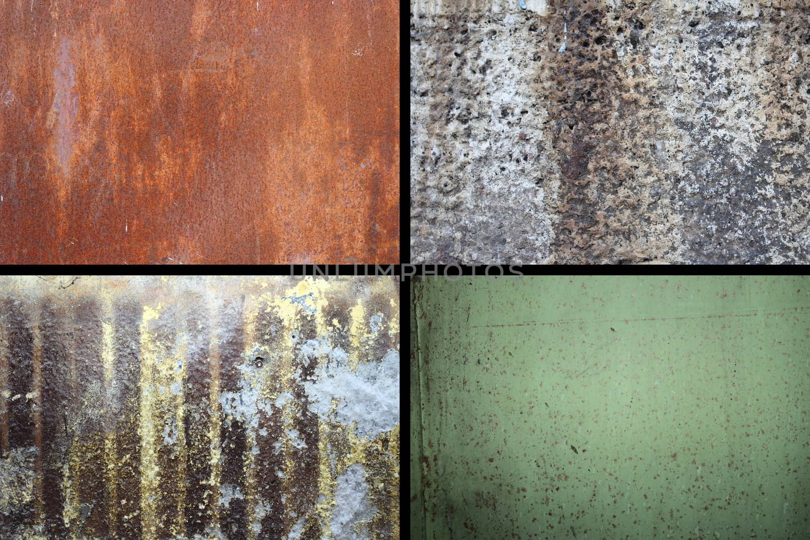 collection of rusty textures, different colors and patterns