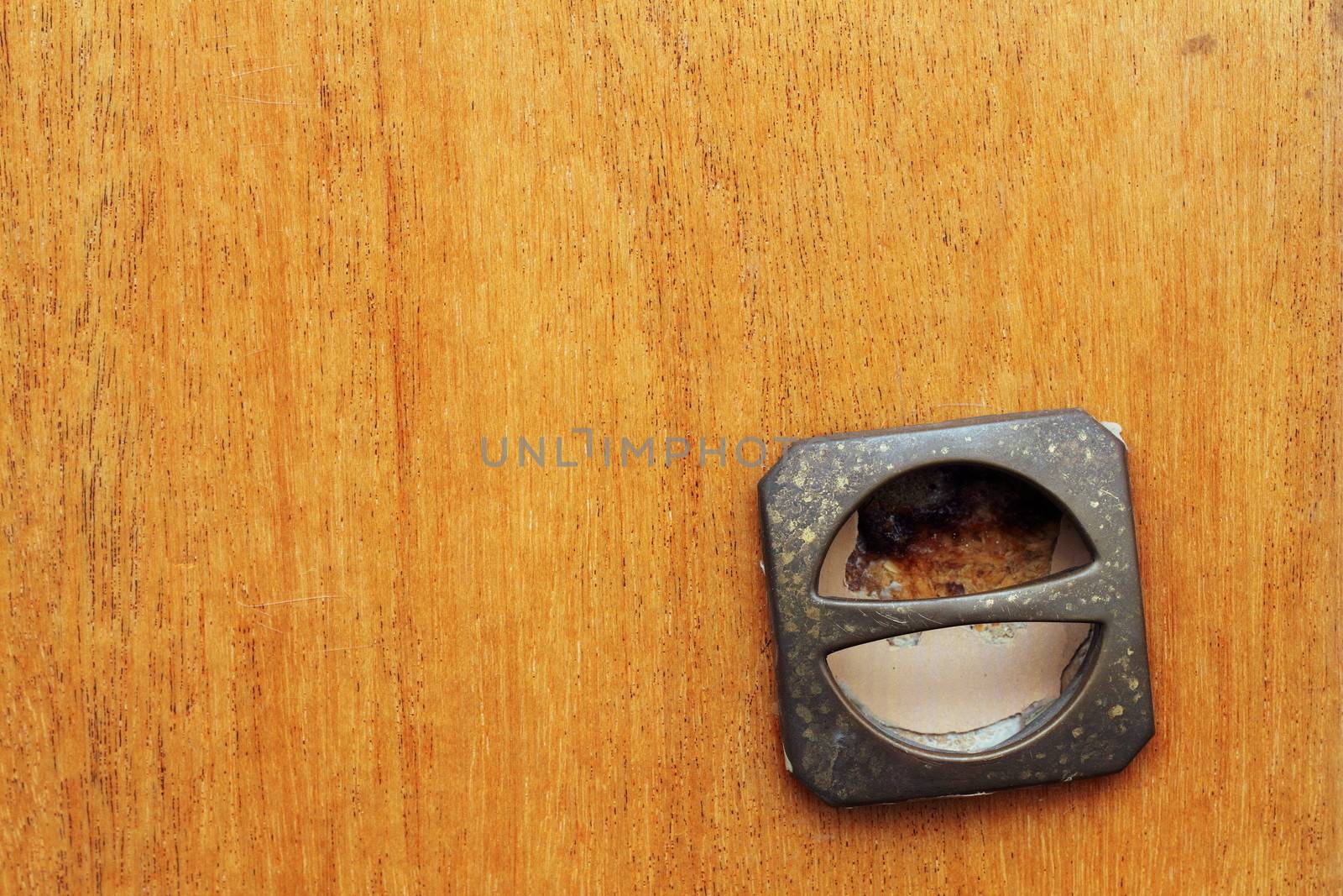 detail of old damaged  furniture handle
