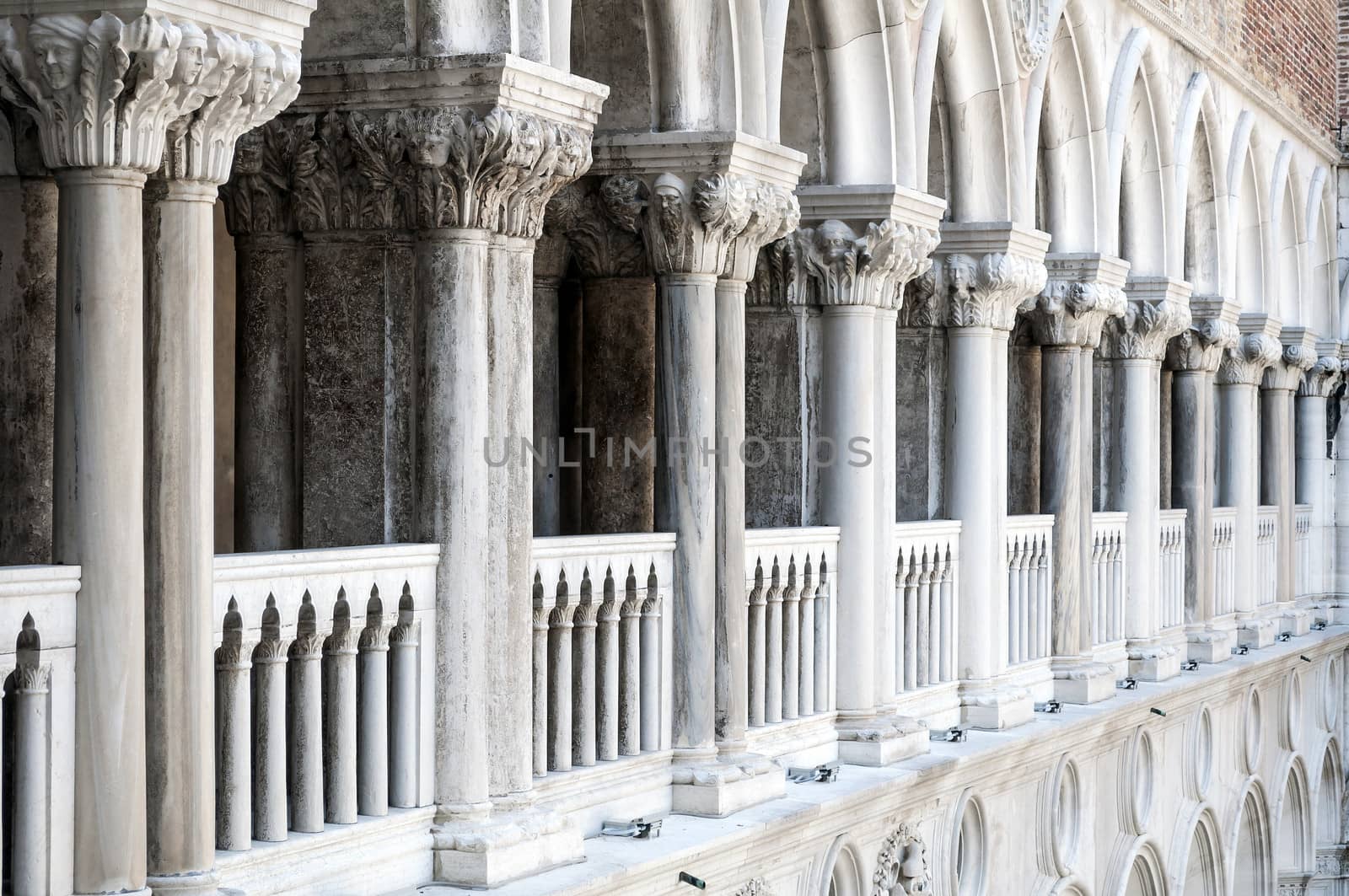 Detail of Venetian architecture. Palazzo Ducale in Venice, Italy.