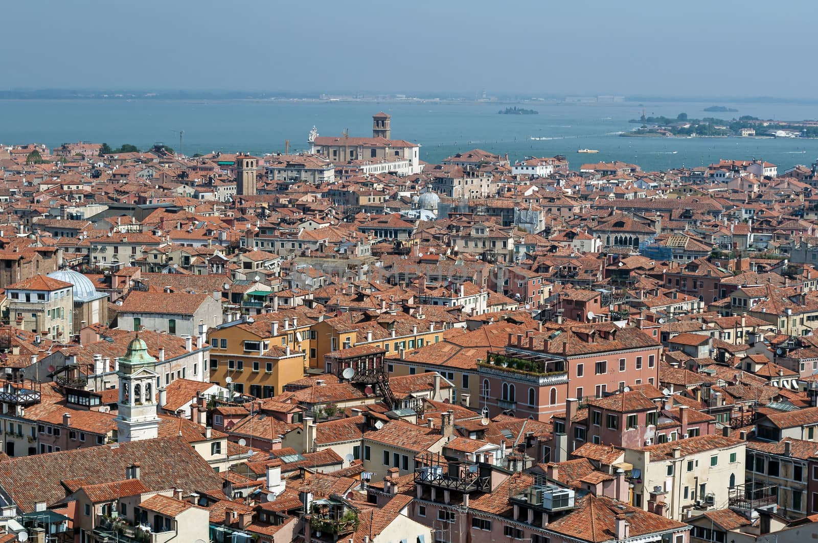 Panoramic view of buildings and houses in Venice, Italy.