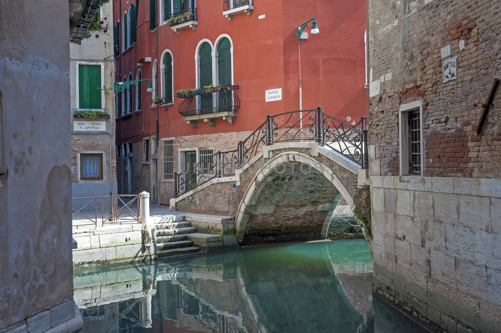 Bridge over a canal in Venice, Italy.