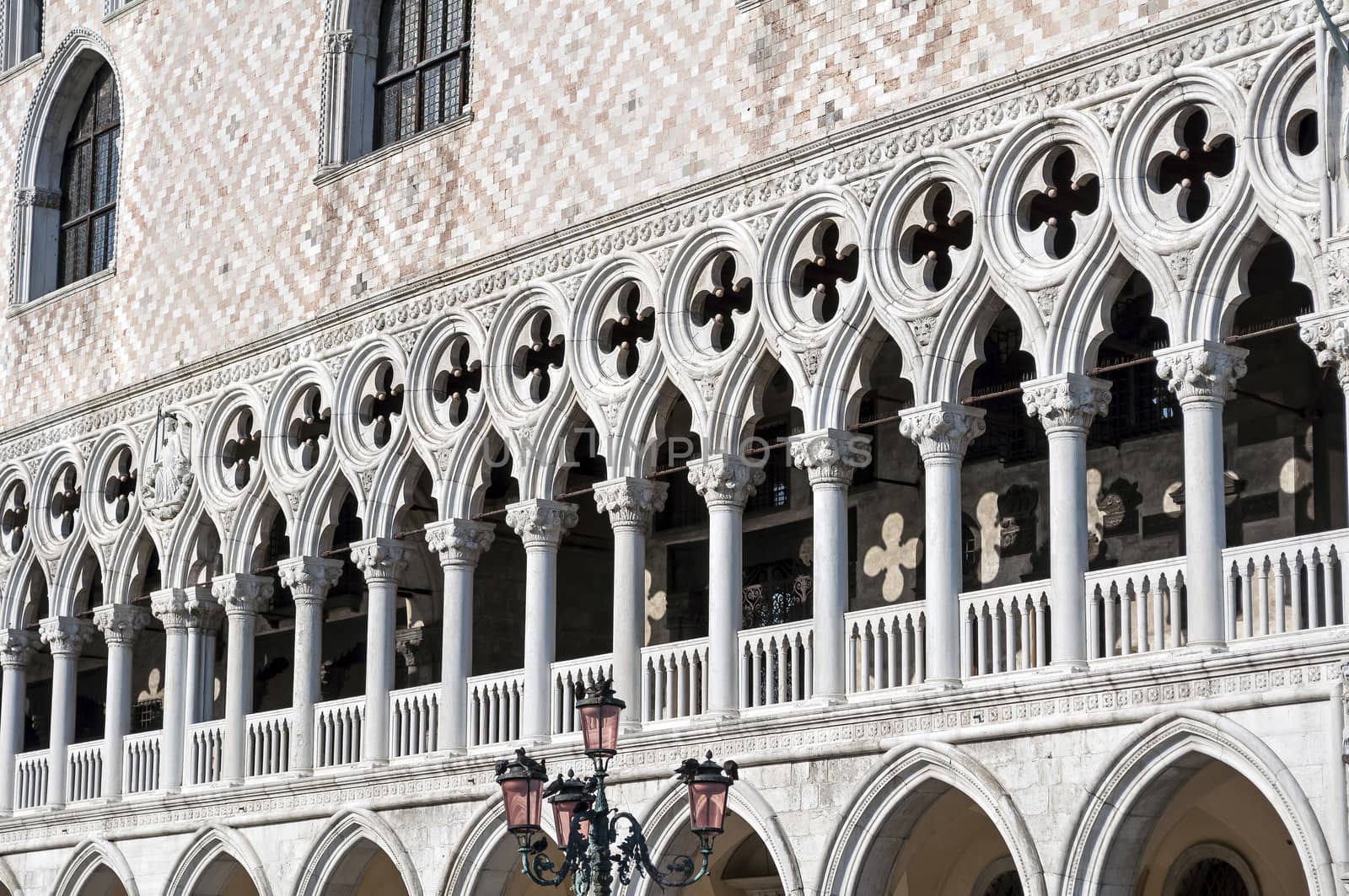 Detail of Venetian architecture, Palazzo Ducale, Venice, Italy.