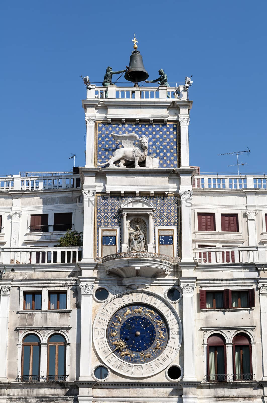 Astronomical clock and Lion of St Mark, Venice, Italy.