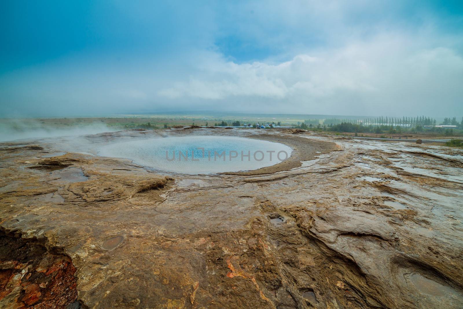 Geothermal activity with hot springs landscape, Iceland