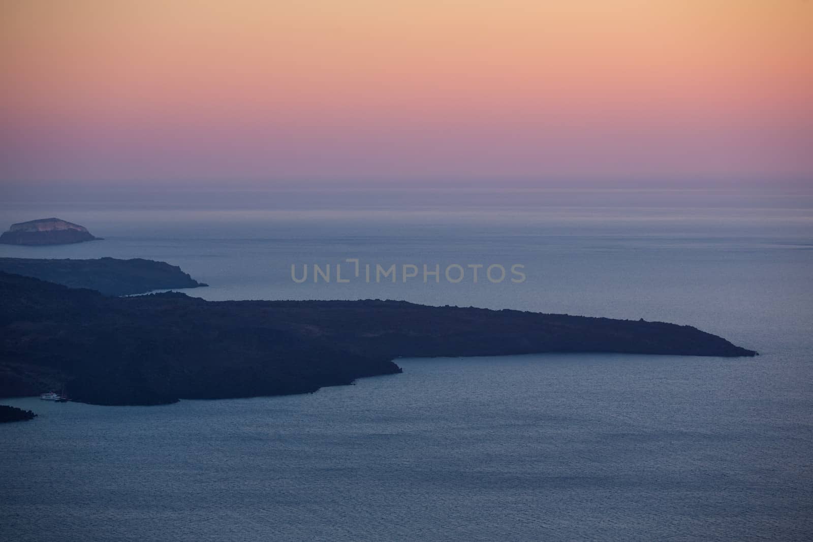 View of Santorini beach at nightfall in Greece, June, 25, 2013.