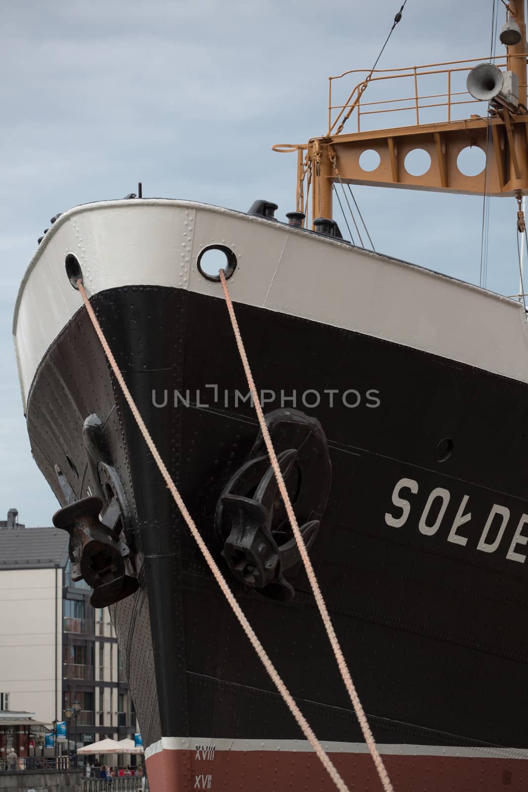 Detail of the Soldek boat in the old port in gdansk, Poland