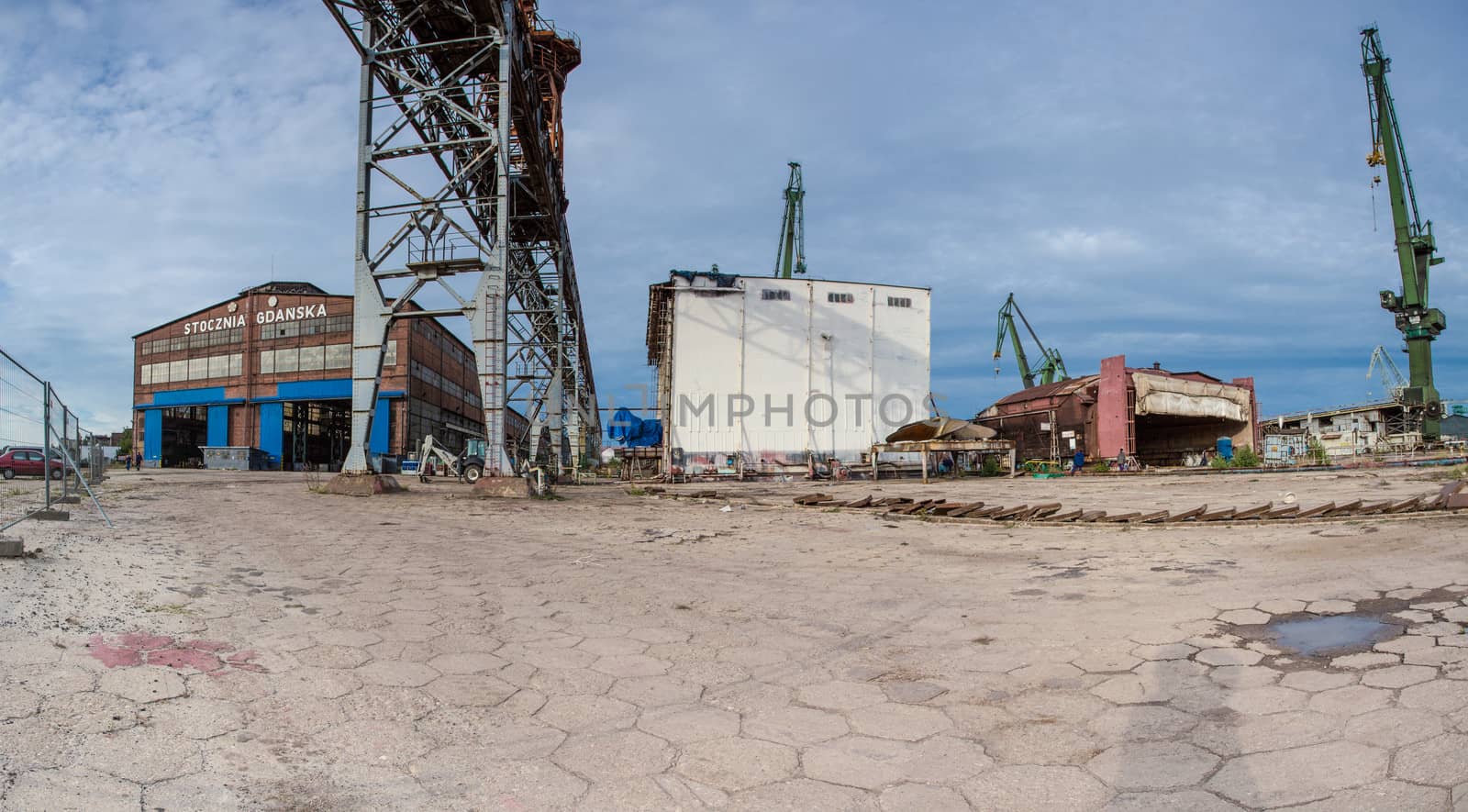 GDANSK, POLAND, SEPTEMBER 18: Stocznia Gdanska industrial factory, Gdansk Shipyard where Solidarnosc movement was born on September 18, 2013. Poland.