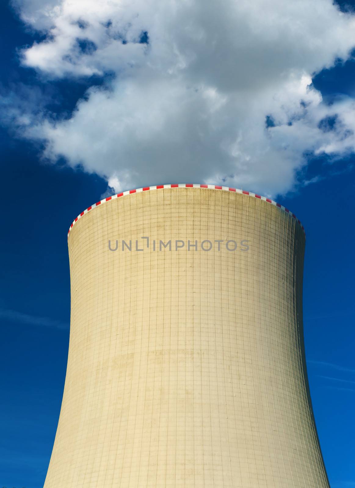 Smoking nuclear power plant cooling tower