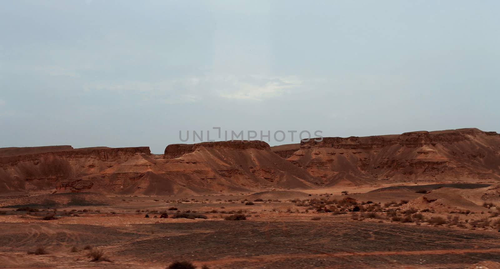 An Israel desert and cloudy stormy sky