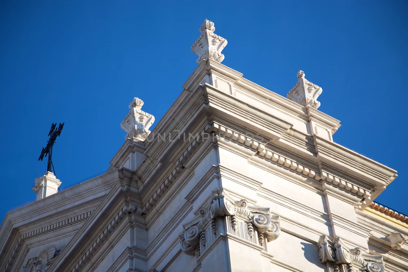 Lisbon church with blue sky in the background