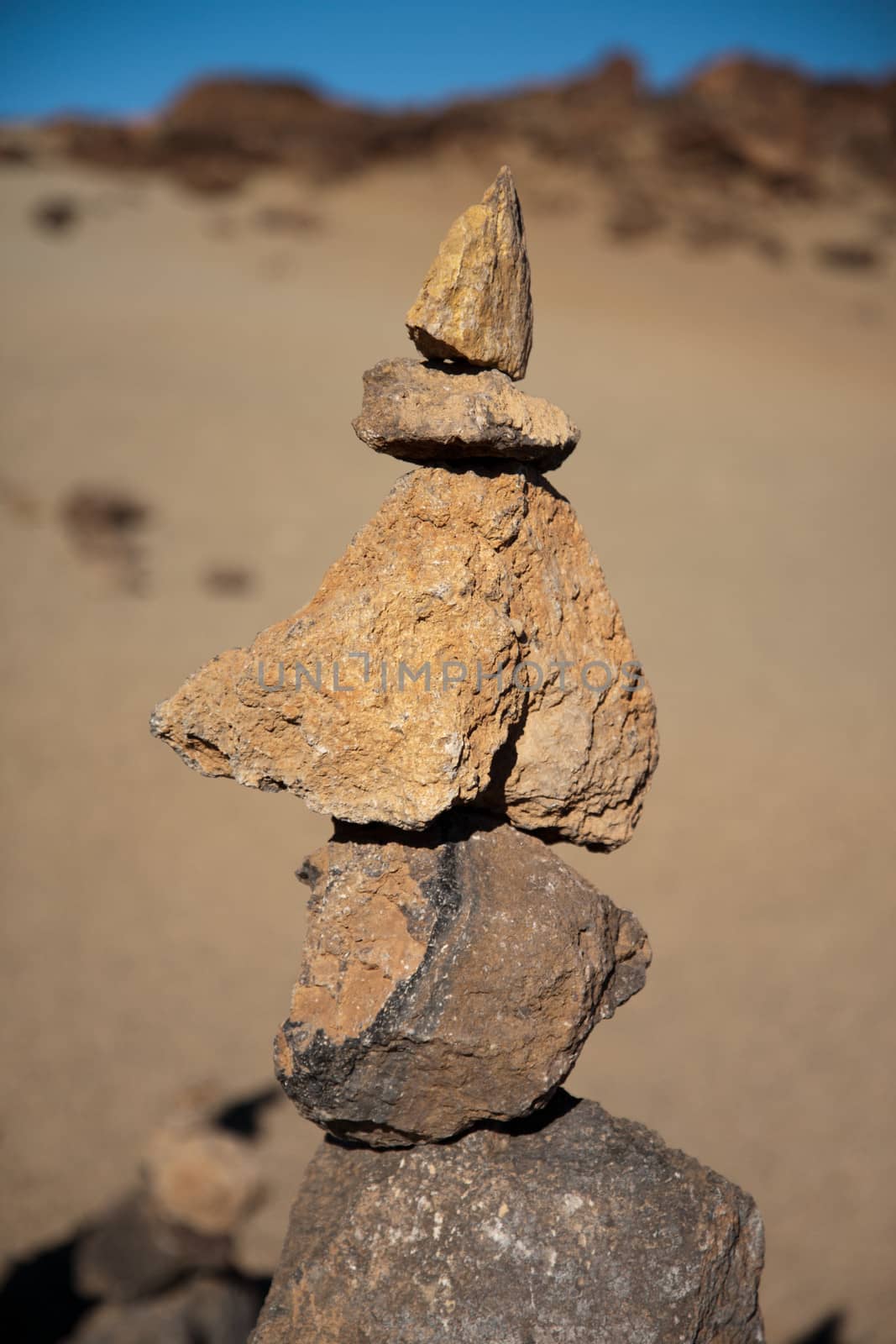 Balancing Stone Pile in el teide national park, Spain