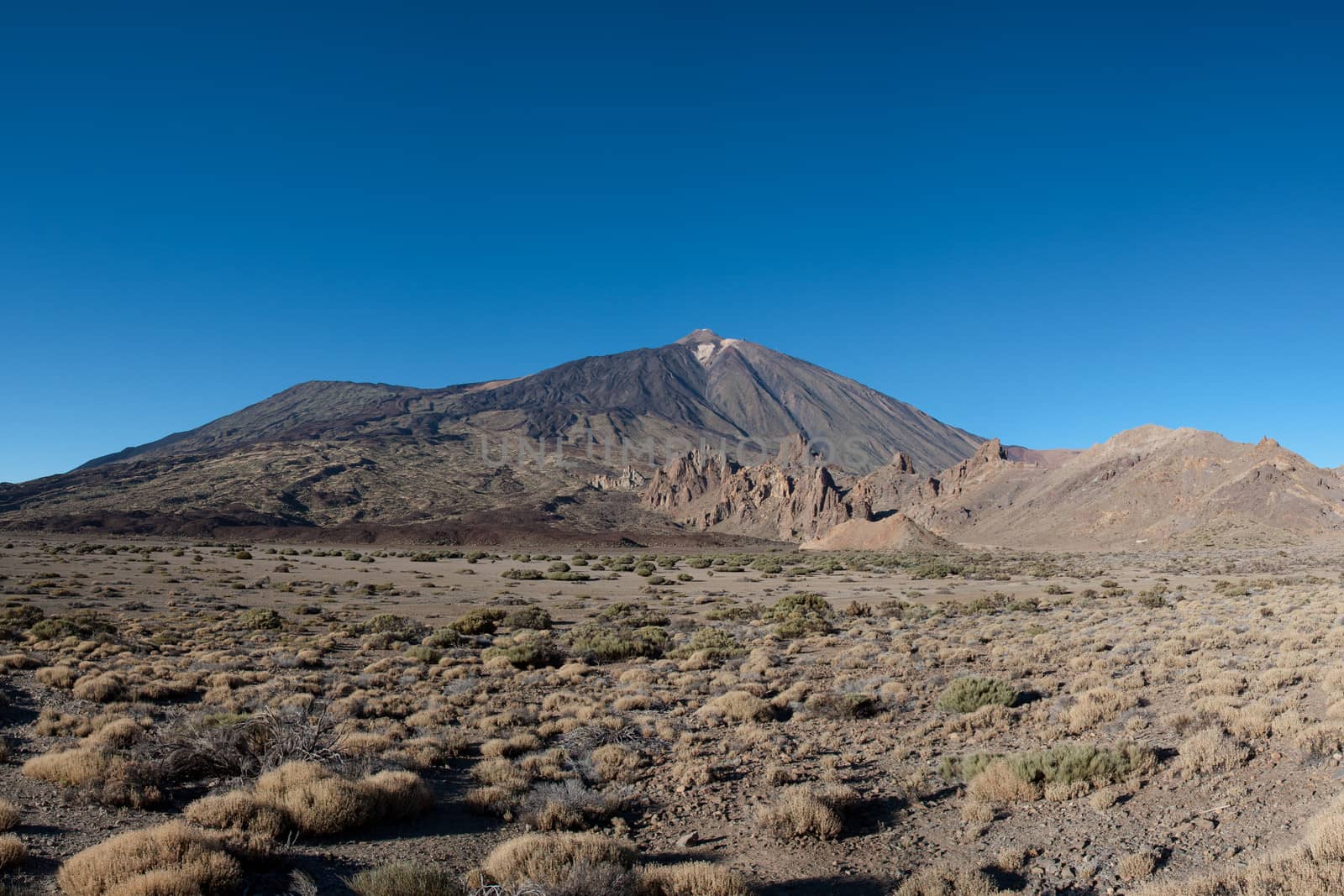 Teide in the beautiful landscape of the national park - Tenerife with the famous rock, Cinchado in the scene.