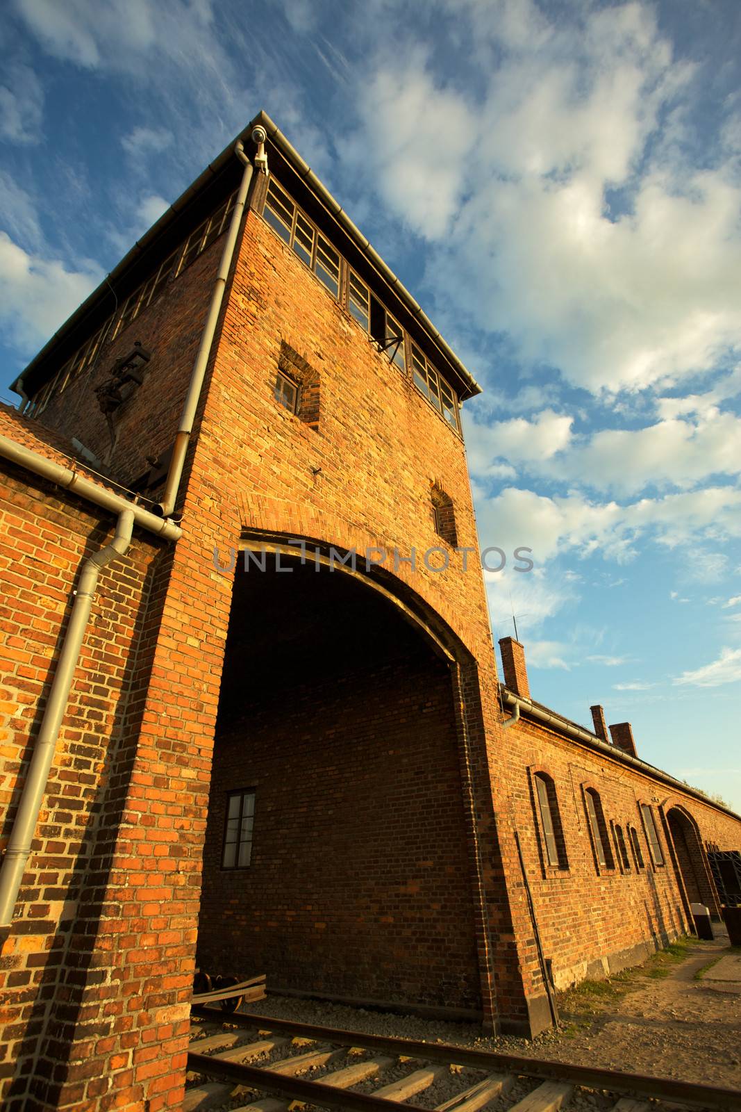 Entrance of the Nazi Auschwitz-Birkenau concentration camp.