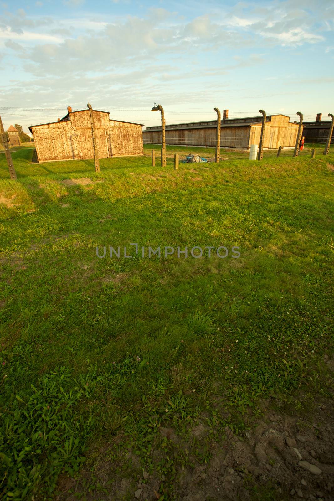 Wood houses in Auschwitz Birkenau concentration camp