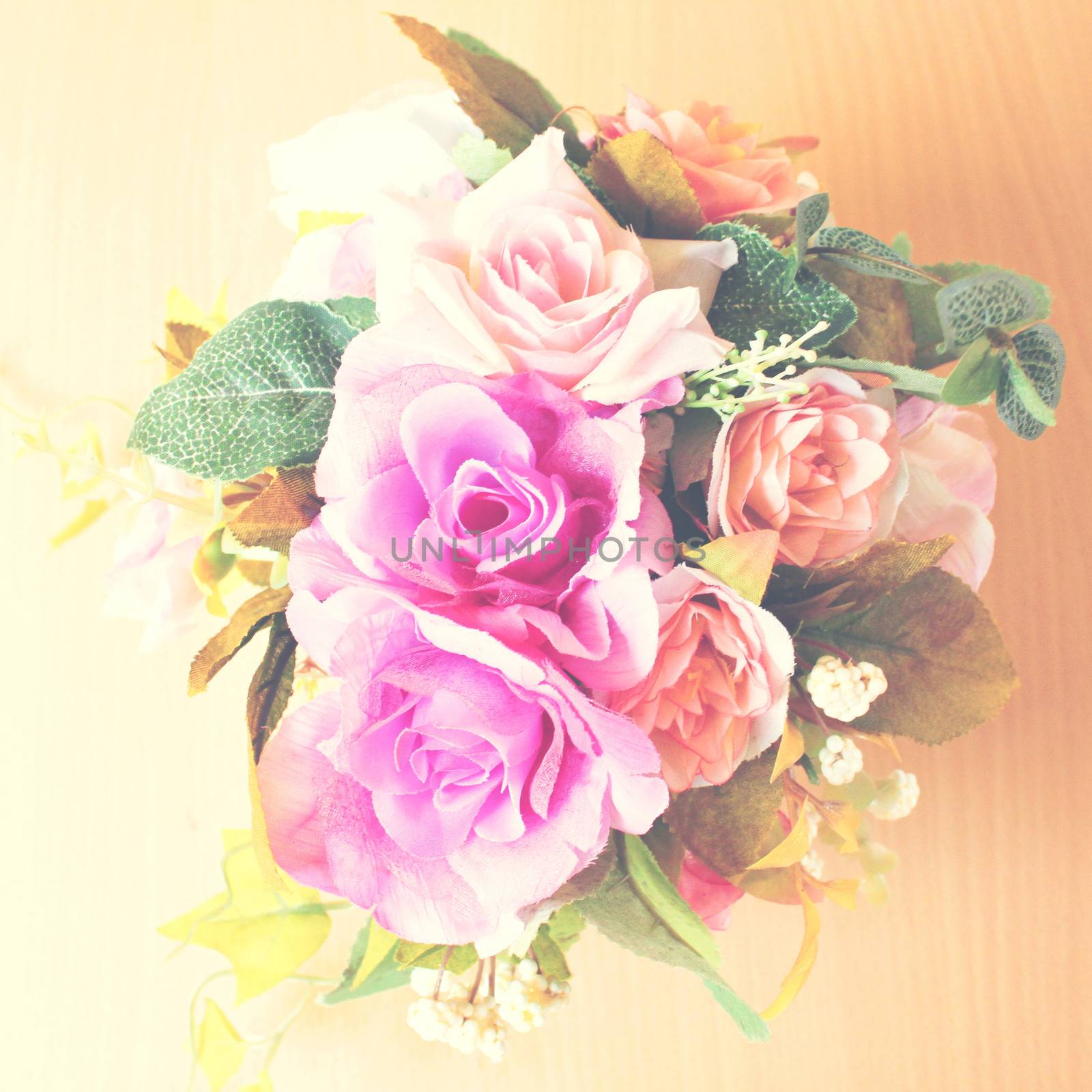 Bouquet of carnation flowers with retro filter effect  by nuchylee