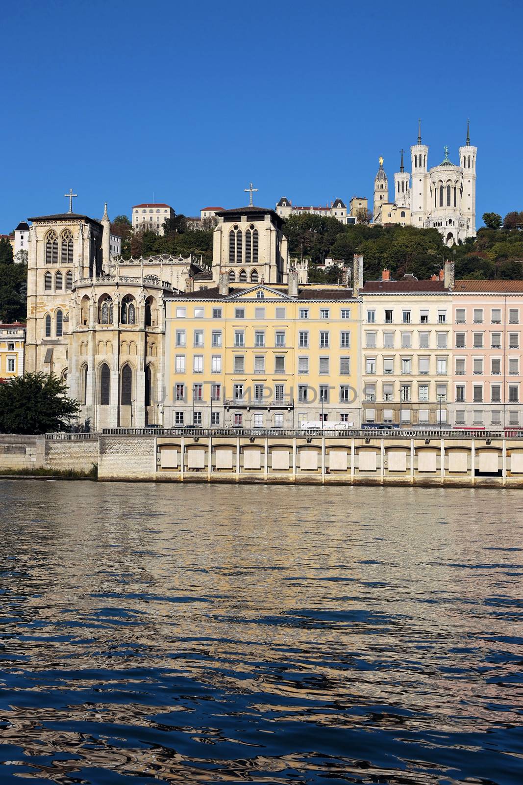 Famous view of Lyon with Saone river by vwalakte