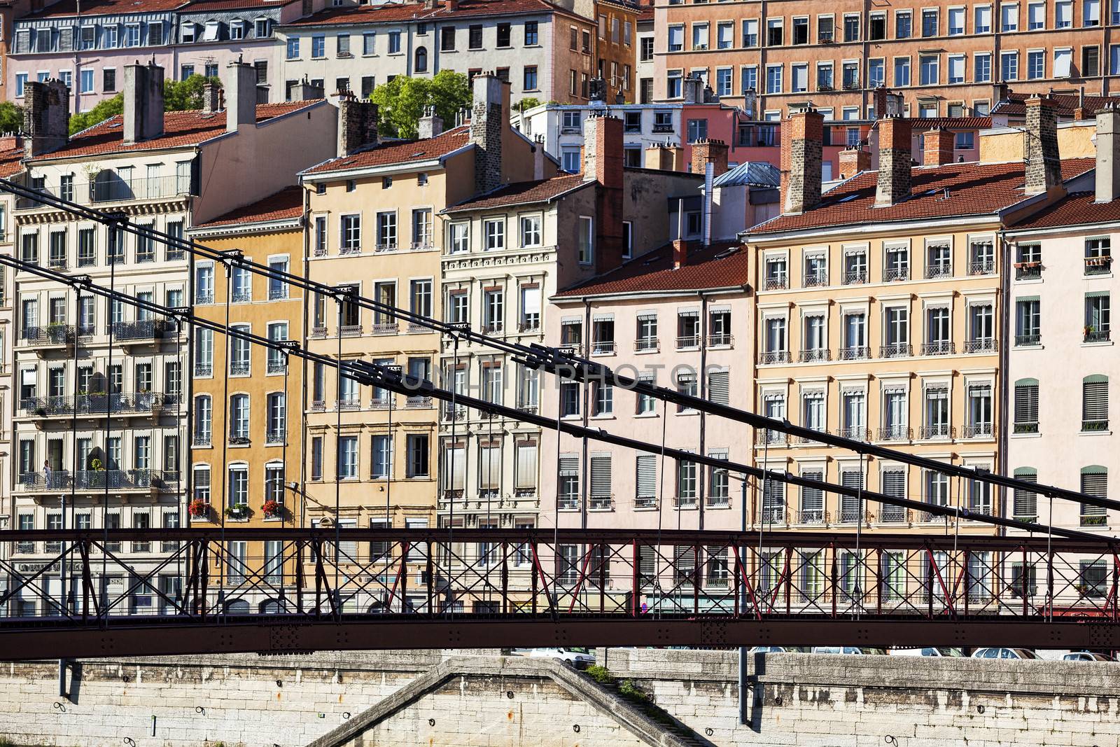 buildings washed in the warm afternoon sunlight, Lyon, France