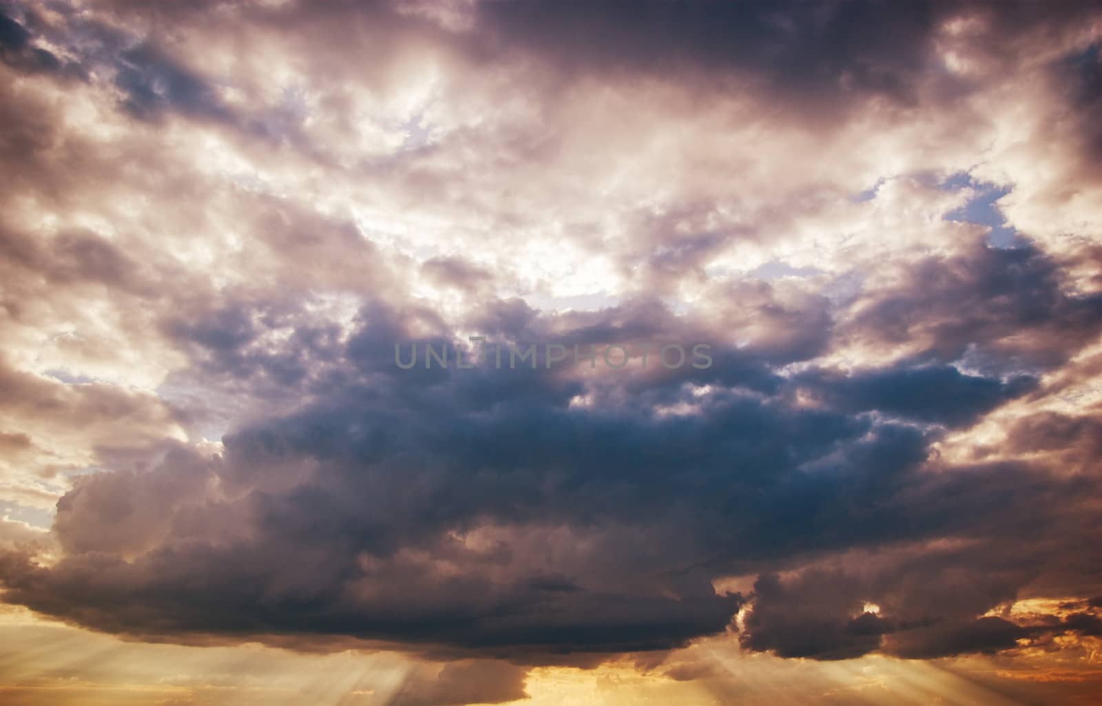 storm clouds at sunset before the storm