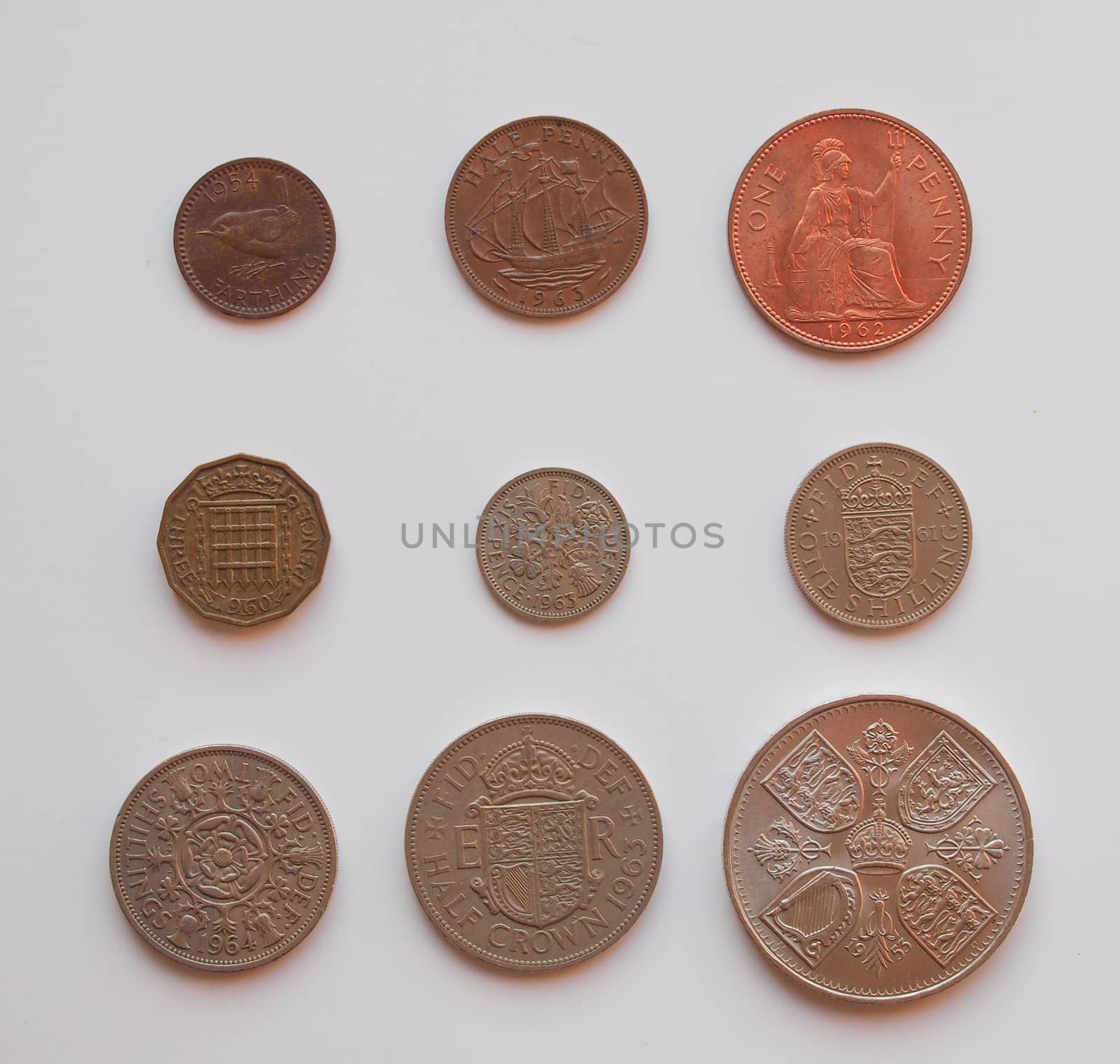 pre-decimal GBP coins full series - circulating in the UK until 1971