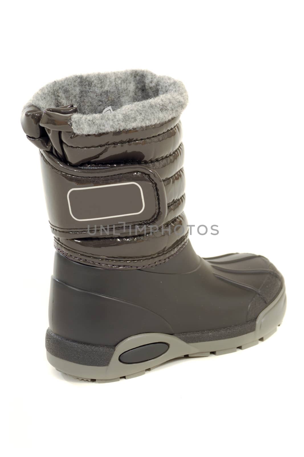 A winter boot taken on a white background.
