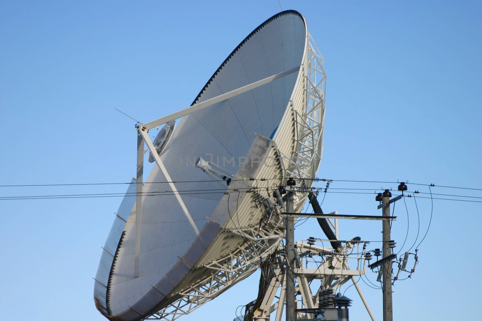 Satellite Dish with cables and electric supply devices