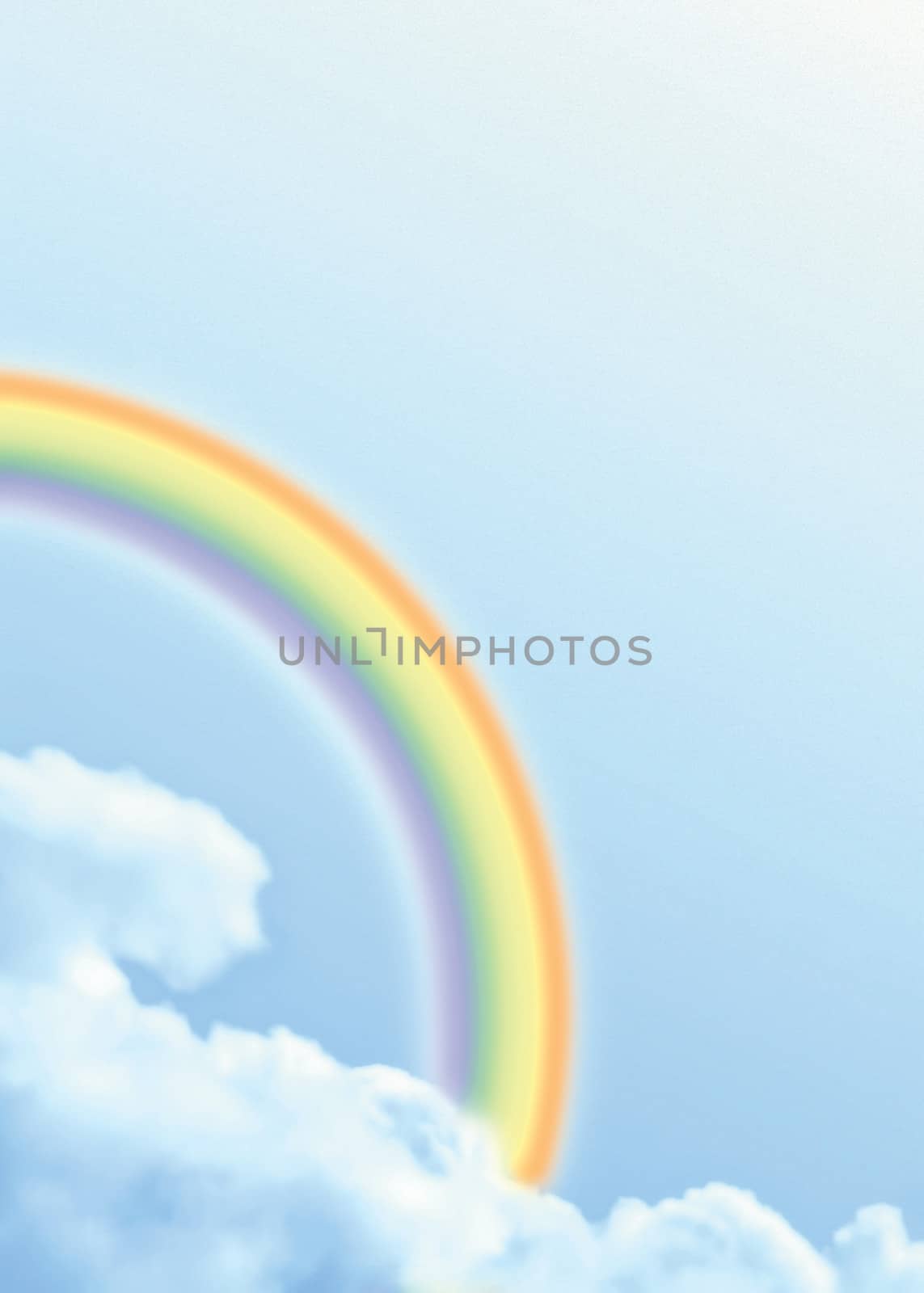 Illustration of a Rainbow in the sky with clouds