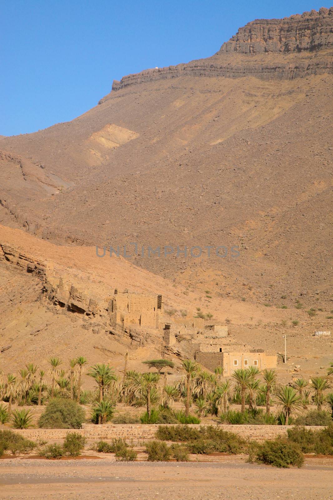 A traditional berber village high in the slopes of the Atlas mountains in Morocco. Berbers are the indigenous peoples of North Africa.