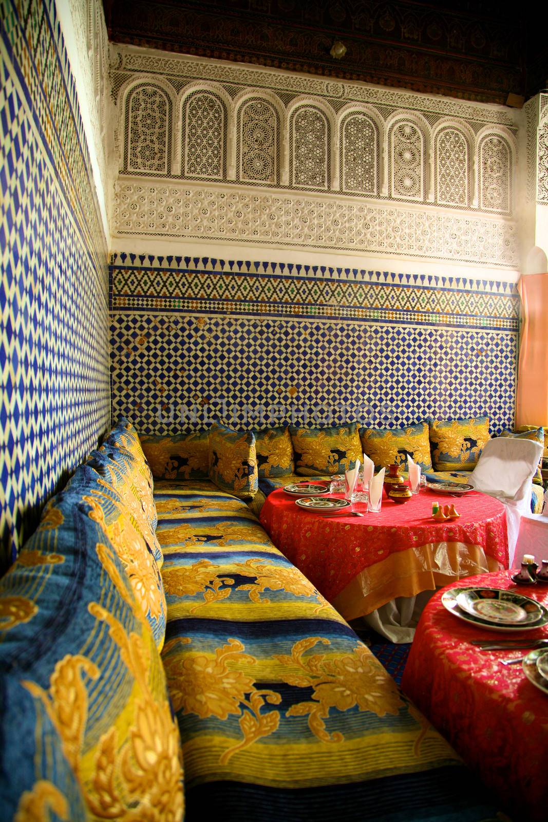 Interior design in a riad in Marrakesh, Morocco