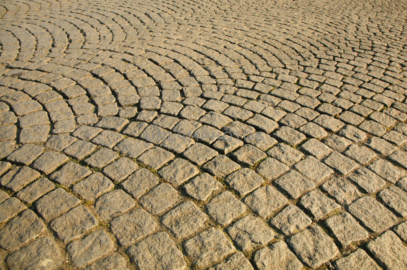 Cobbled street in Brussels with pattern by watchtheworld