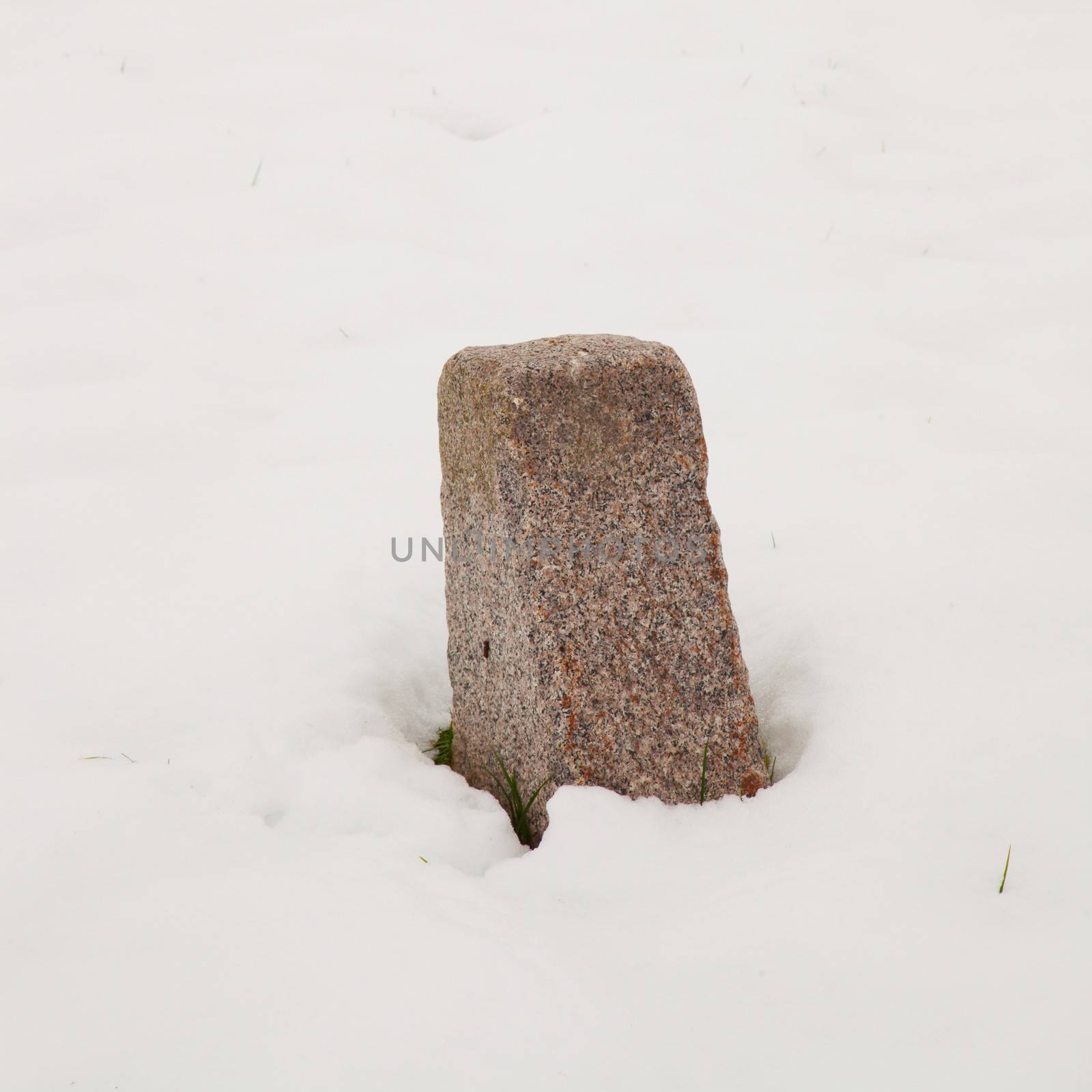 Milestone in the snow by Koufax73