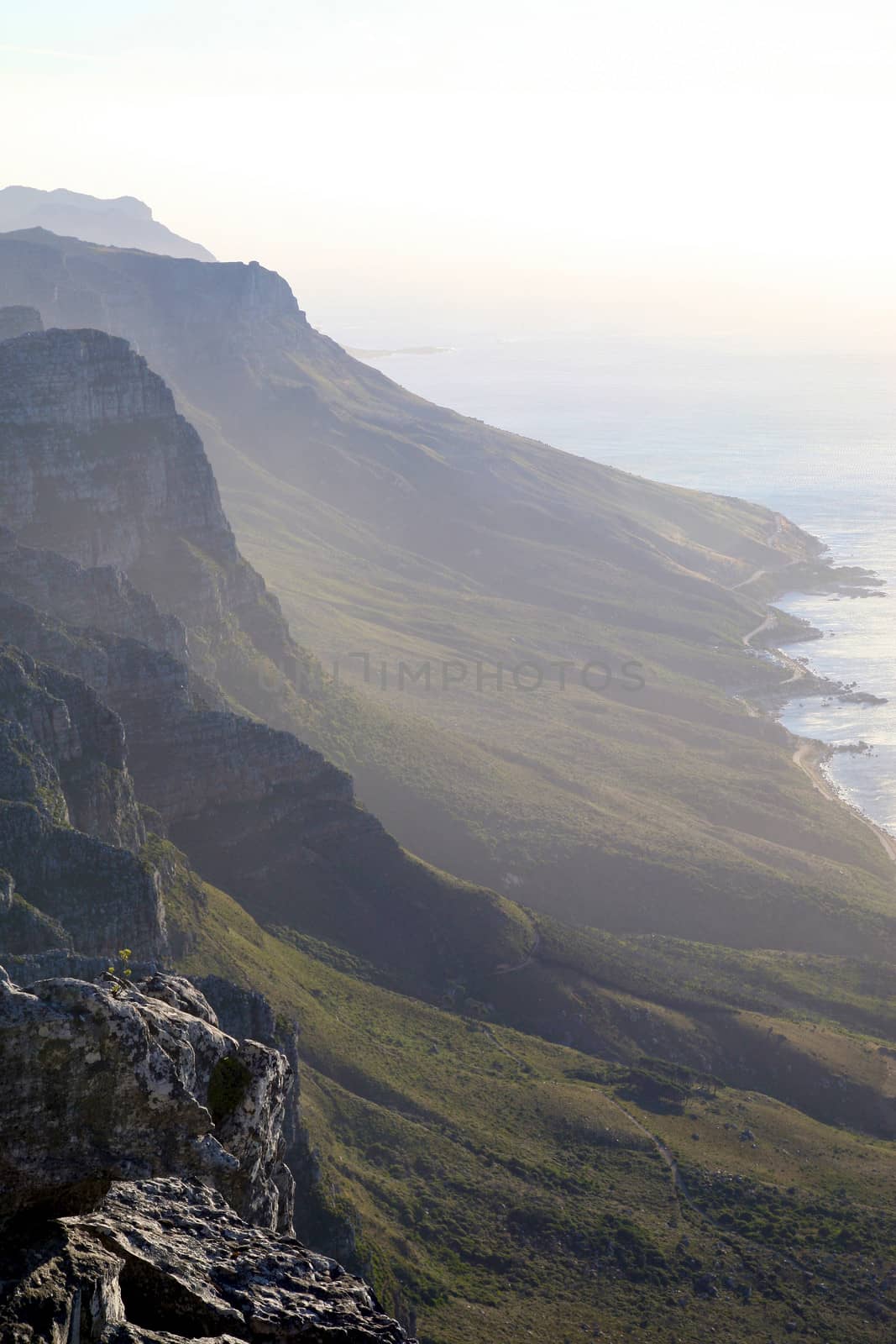 Sunset on the Table mountain in Cape Point.