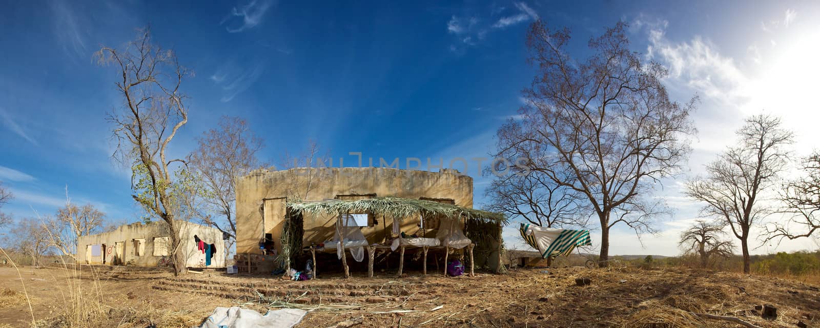 MALI, GOUINA, JANUARY 14: Improvised beds on the backside of a abandoned house, they are suspended cause of the snakes , Gouina, 2011